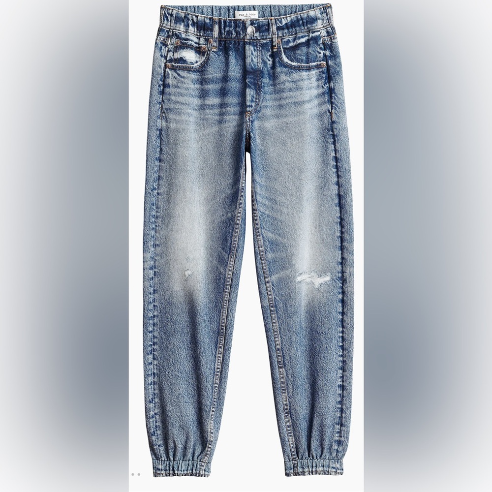 Rag and Bone Blue denim Miramar terry jogger. Large .